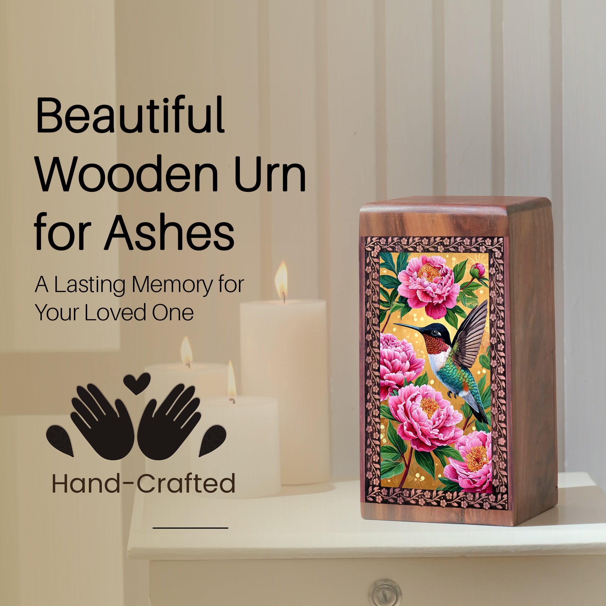 Humming Bird Themed Cremation Ashes Urn - Roses Memorial Urn For Adults