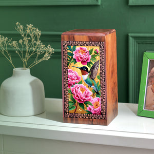 Humming Bird Themed Cremation Ashes Urn - Roses Memorial Urn For Adults